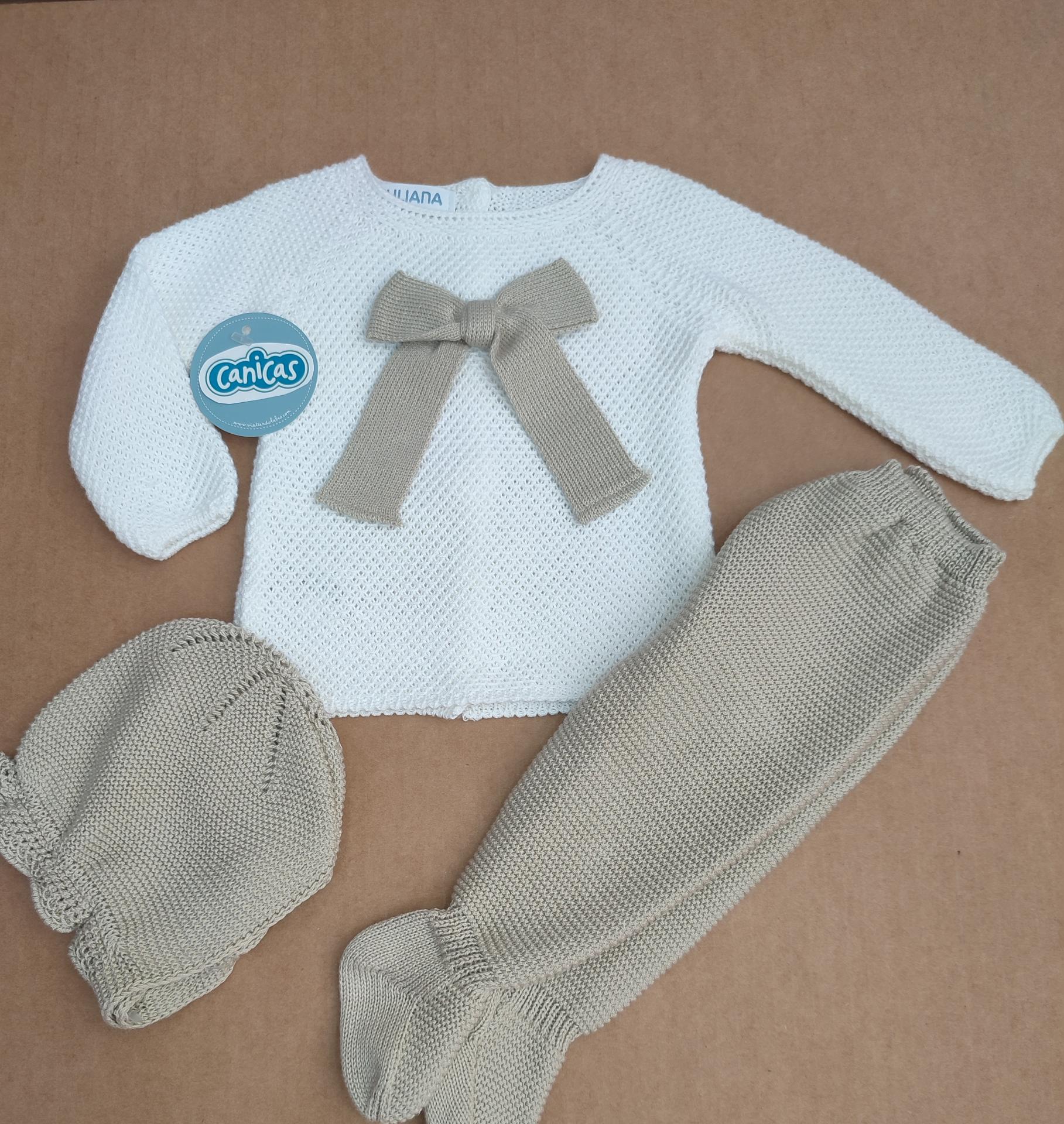 Conjunto polainas lazo de hilo 3p bicolor