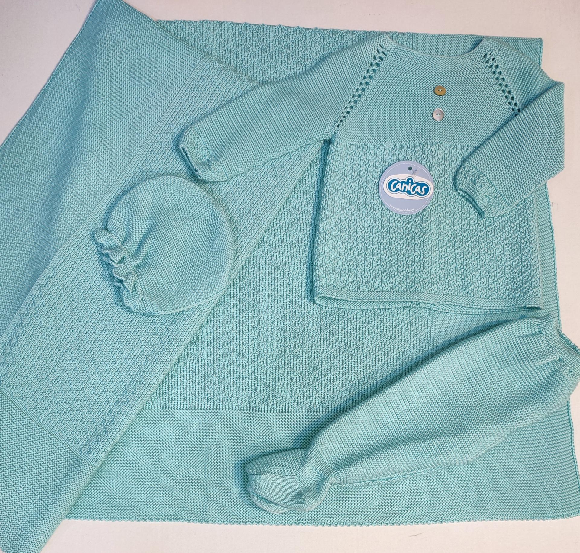 Conjunto bebé polaina hilo 3p rombos