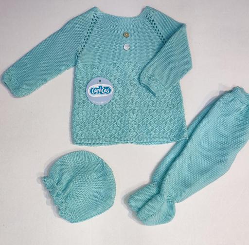 Conjunto bebé polaina hilo 3p rombos [1]