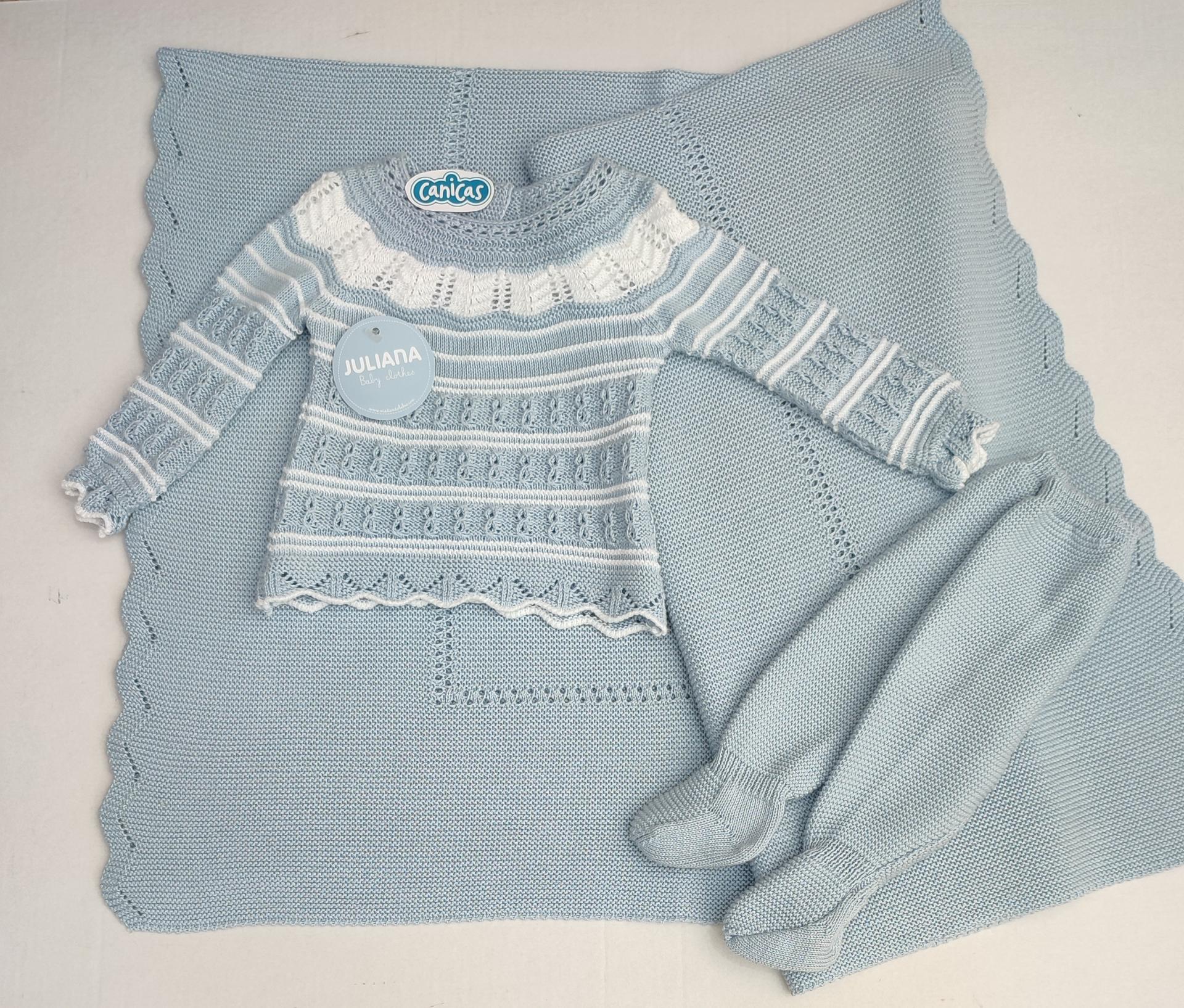 Conjunto polainas de hilo 2p canesú calado