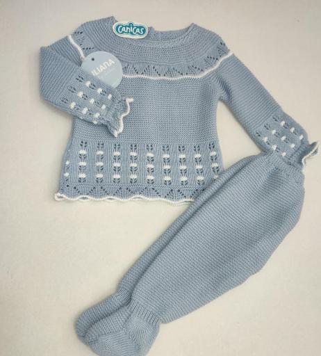 Conjunto polainas de hilo 2p calado flor bicolor [0]