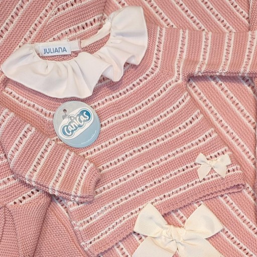 Conjunto 2p de hilo lineas caladas bicolor [1]