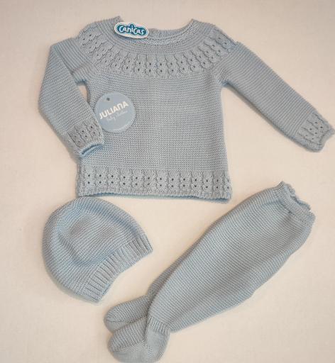 Conjunto polainas de hilo 3p canesú trenzas