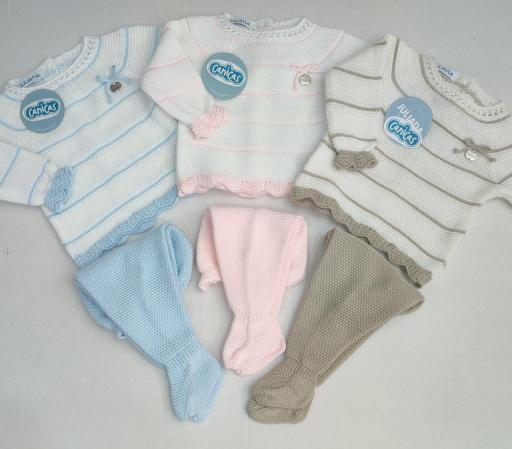 Conjunto polainas de hilo 2p rayado bicolor [2]