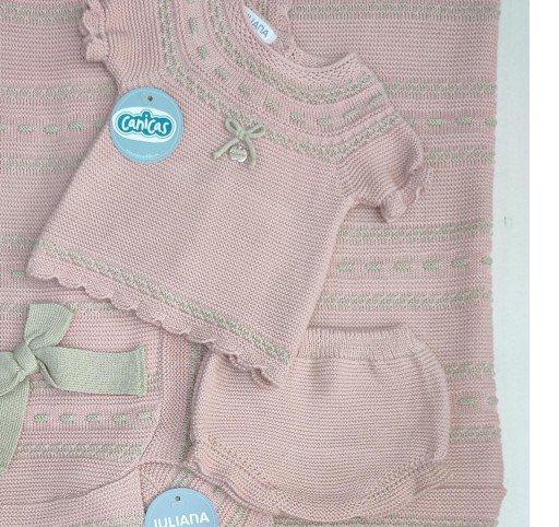 Conjunto bolero calado y ranitas hilo bicolor