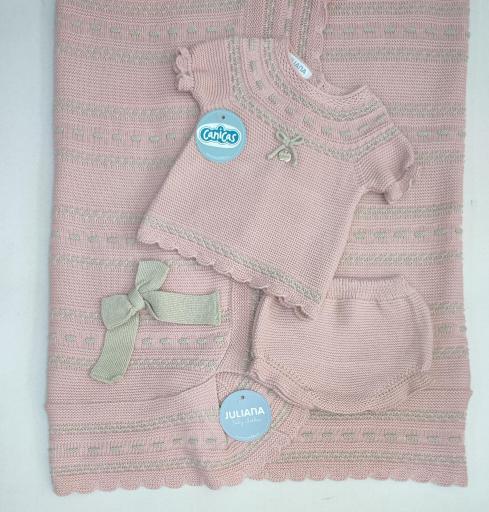 Conjunto bolero calado y ranitas hilo bicolor [1]