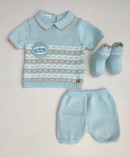 Conjunto 3p hilo tricolor recién nacido [1]