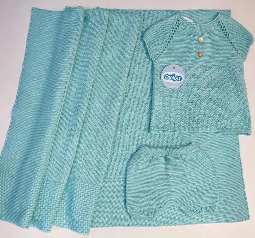 Conjunto hilo manga corta rayado recién nacido [2]