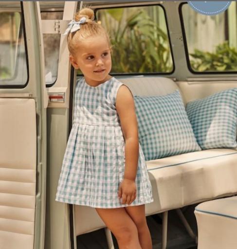 Vestido cortado en cintura cuadros escote espalda [0]