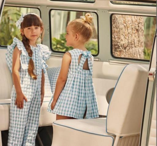 Vestido cortado en cintura cuadros escote espalda [1]