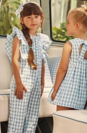 Mono largo cuadros con volantes [0]