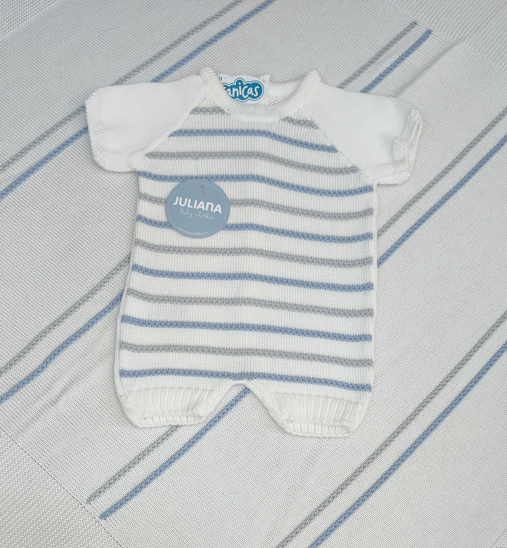 Pelele manga corta rayado de hilo tricolor