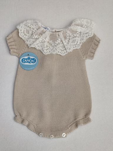 Pelele hilo con encaje manga corta