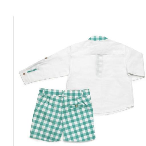 Conjunto camisa cuello mao y bermuda cuadros [1]