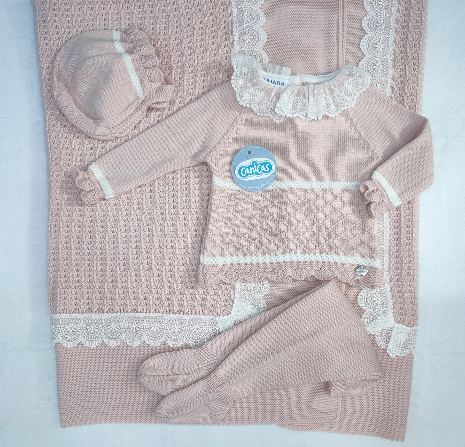 Conjunto polainas 3p rombos cuello encaje bicolor