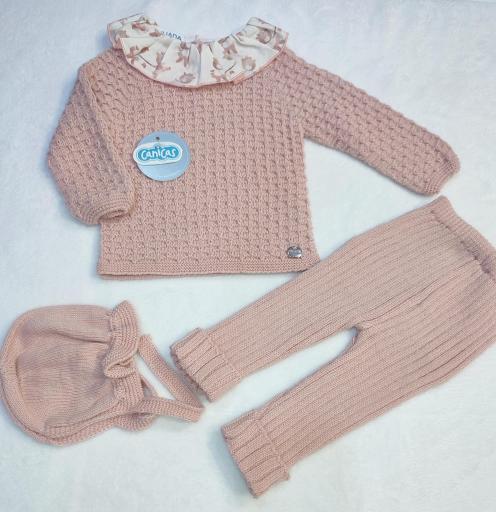 Conjunto 3p punto cuadritos cuello volante muñecas [0]