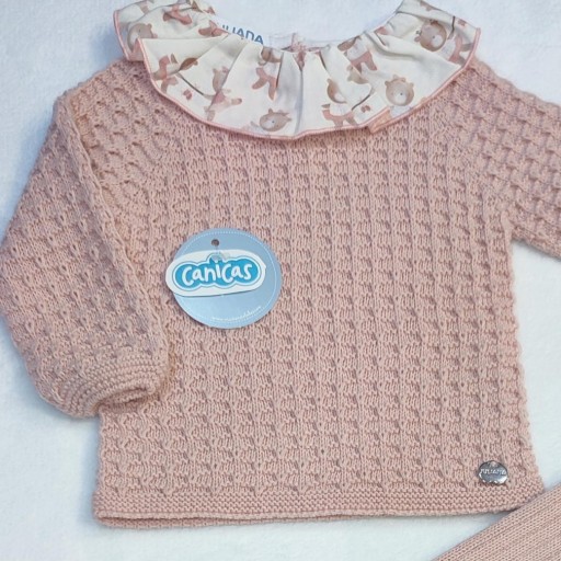 Conjunto 3p punto cuadritos cuello volante muñecas [1]