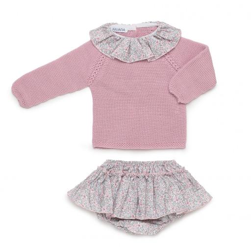 Conjunto falda braga florecitas y jersey punto  [1]