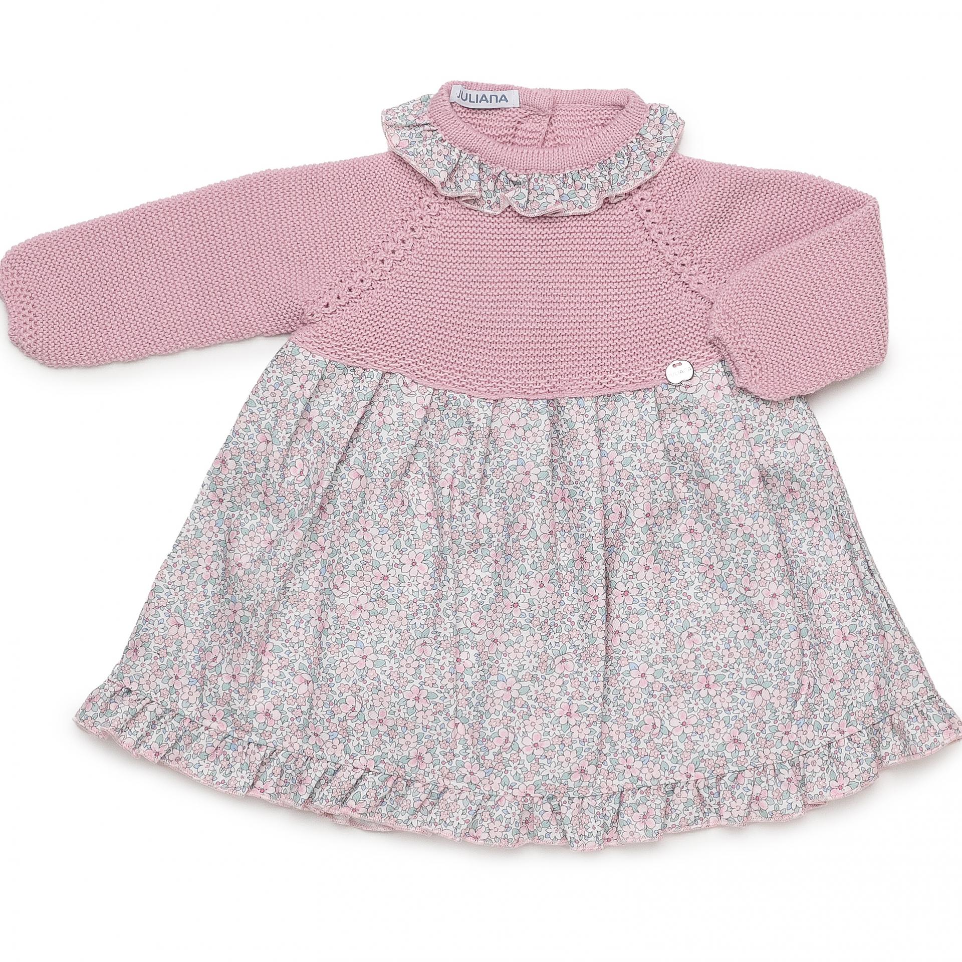 Vestido punto tela florecitas con braga