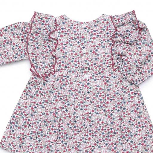 Vestido cortado cintura tela flores y lazo  [1]