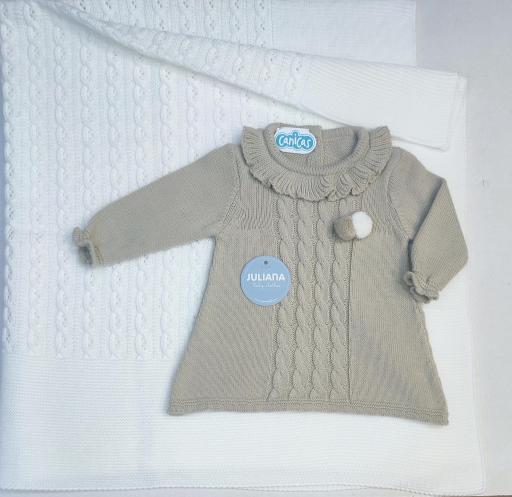 Vestido recién nacida punto trenzas 