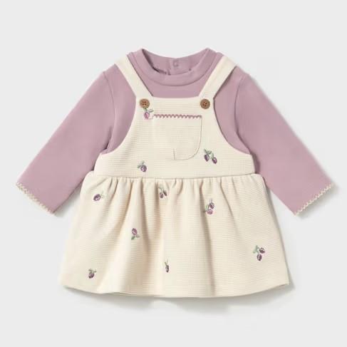 Vestido pelele recién nacida falda bordada