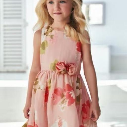 Vestido niña estampado floral de lino