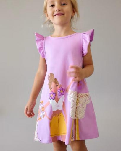 Vestido punto volantes serigrafía niña [0]