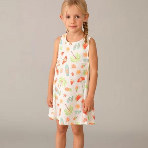 Vestido punto estampado tirantes niña [0]