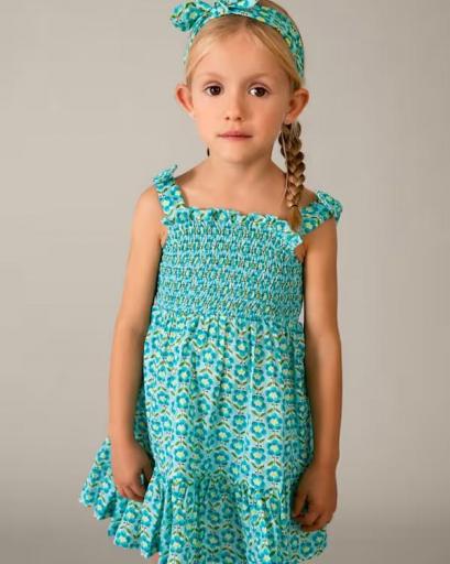 Vestido estampado tirantes con diadema niña [0]
