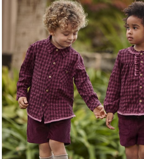 Conjunto niño pantalón corto camisa cuadros  [0]