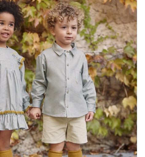Conjunto niño camisa vichy y pantalón pana Destello Juliana  [0]