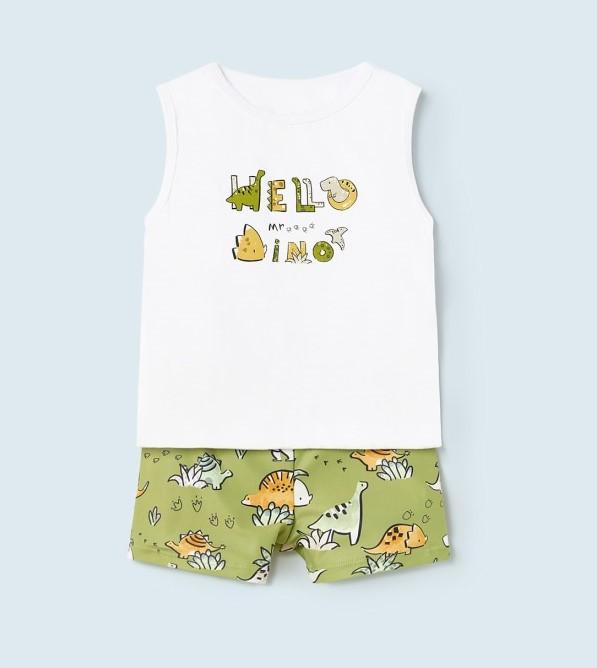 Conjunto baño camiseta y boxer para bebé dinosaurio