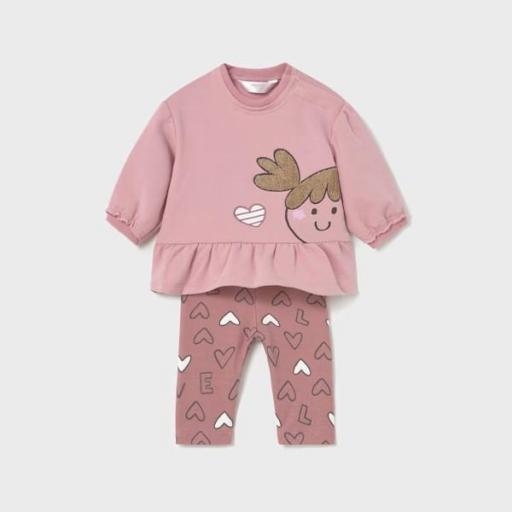 Conjunto leggings  recién nacida corazones