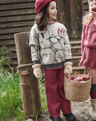 Conjunto pantalón largo y jersey tricot niña