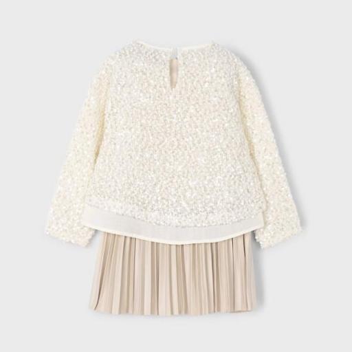 Vestido sin mangas combinado lentejuelas para niña   [2]