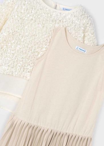 Vestido sin mangas combinado lentejuelas para niña   [3]