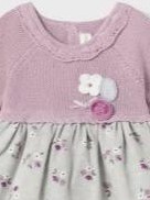Vestido punto tricot y tela flores [3]