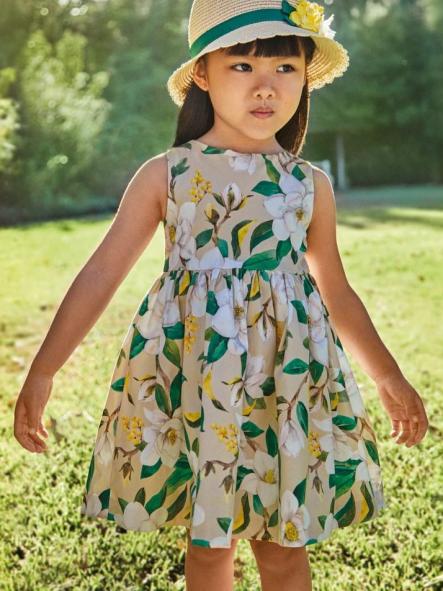 Vestido niña estampado floral de algodón