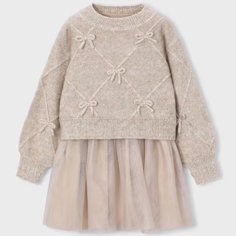 Vestido tricot combinado para niña