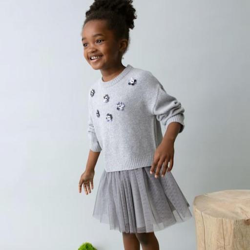 Vestido sin mangas con jersey combinado para niña   [0]