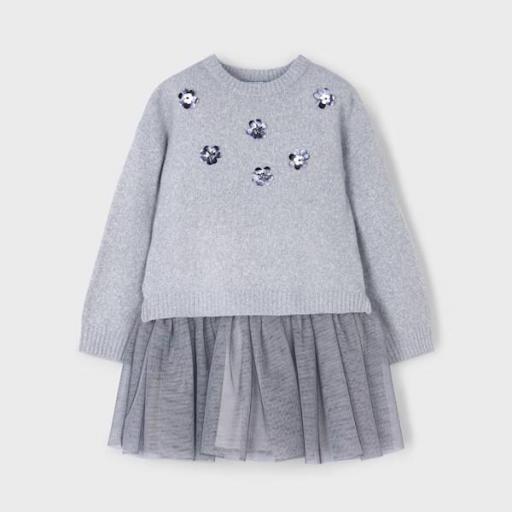Vestido sin mangas con jersey combinado para niña   [1]