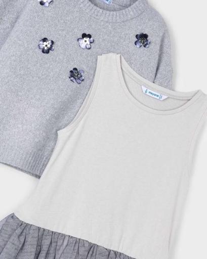 Vestido sin mangas con jersey combinado para niña   [2]
