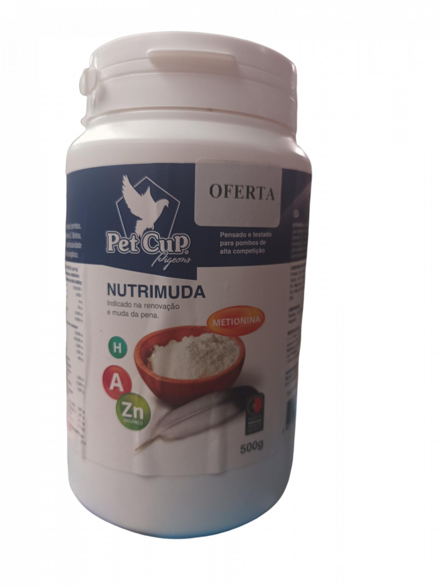 NUTRIMUDA. Complemento vitamínico y mineral para PALOMAS. Pet -Cup 500gr.