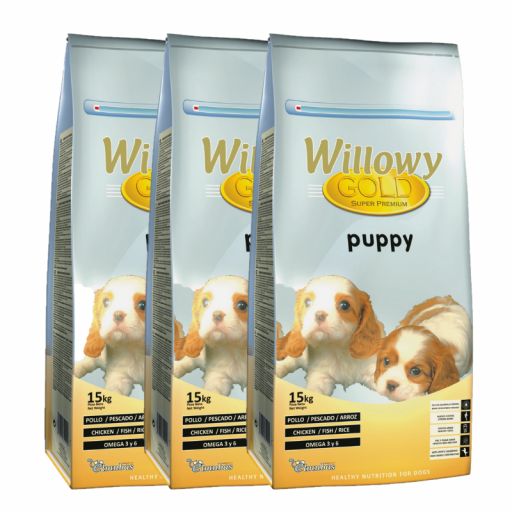  PACK DE 3 Sacos DE 15 kg  de Willowy Gold PUPPY con 10% de DTO [0]