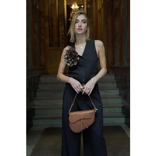 Bolso silla  de montar piel camel