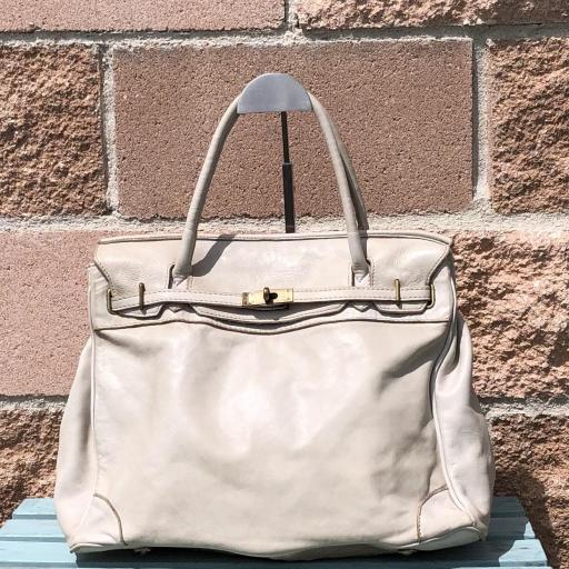 handbag candado beigge claro  piel lavada [0]