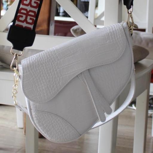 Labrado silla de montar piel Blanco [1]