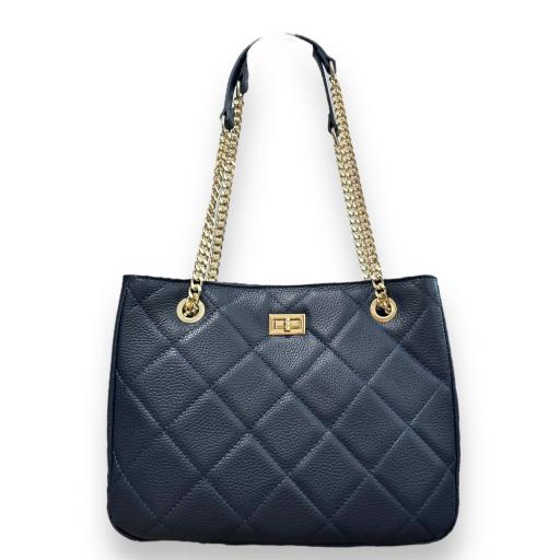 Handbag acolchado azul marino