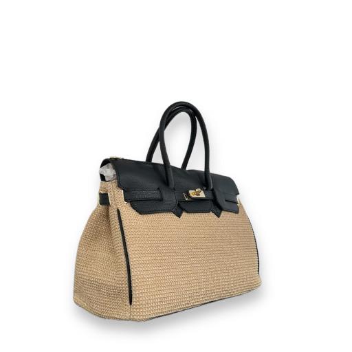 handbag candado rafia negro  [2]